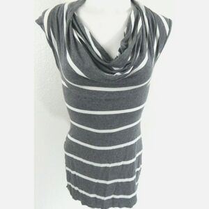 Bailey 44 Gray Striped Cowl Neck Top